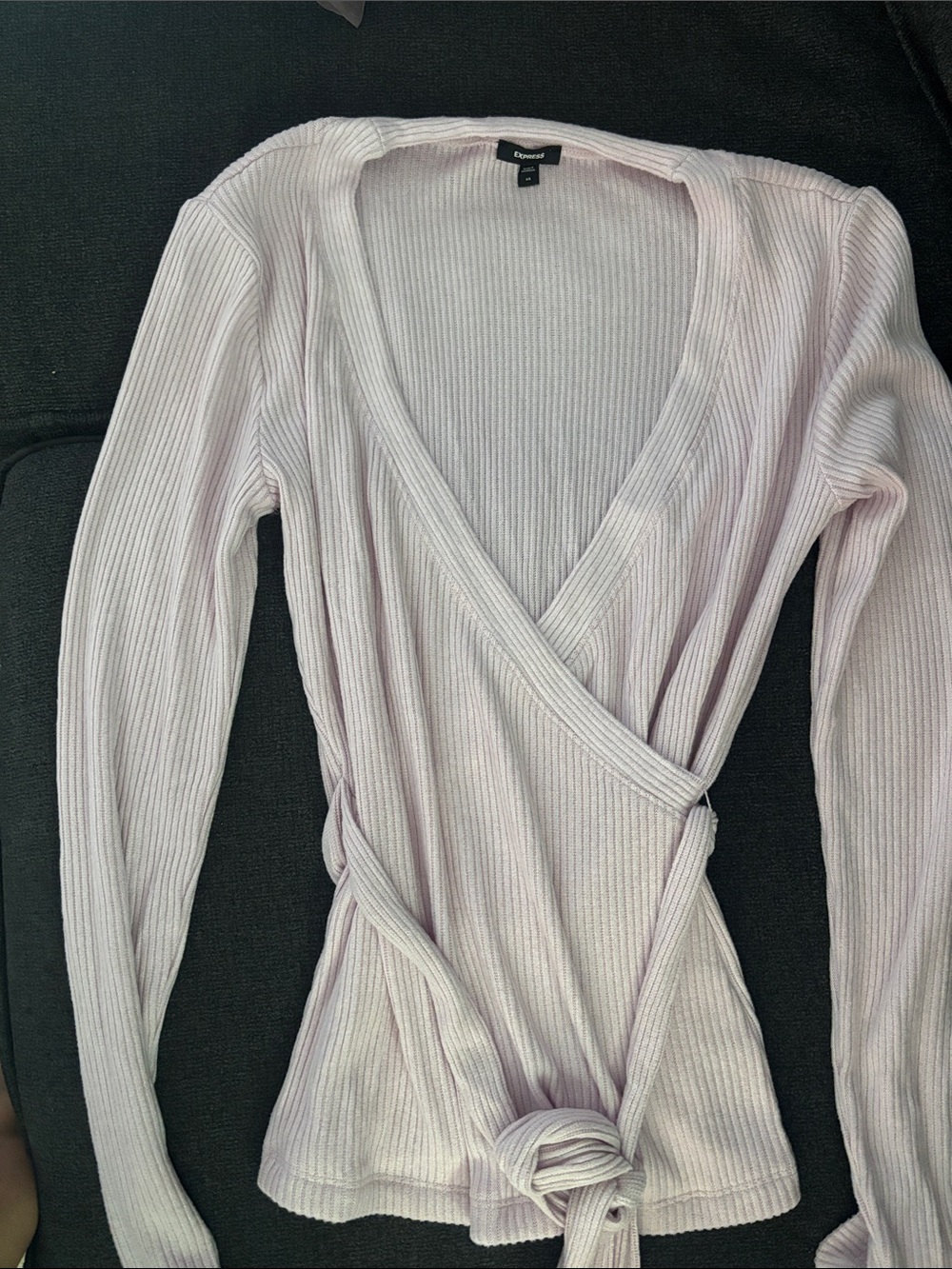 Express Light Lavender Ribbed Wrap Sweater